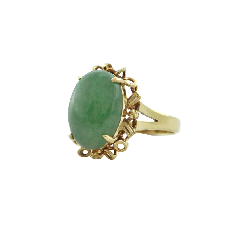 Vintage Jade 14K Yellow Gold Ring