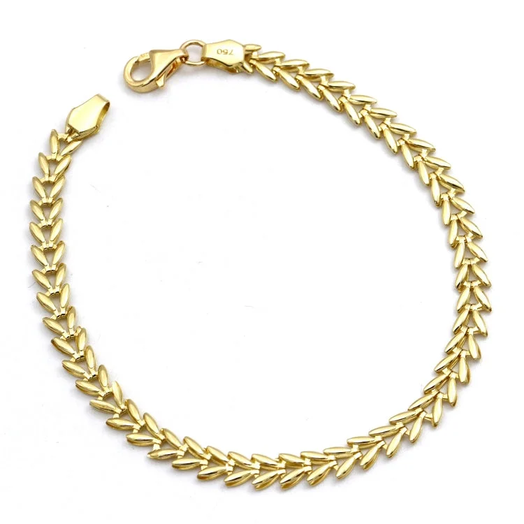 Real Gold Unisex Leaf Chain Bracelet (20 CM) - Model CVB 0258-1 BR1747