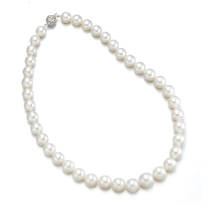 10-12.9mm South Sea Pearl Necklace with Pierced Diamond Clasp