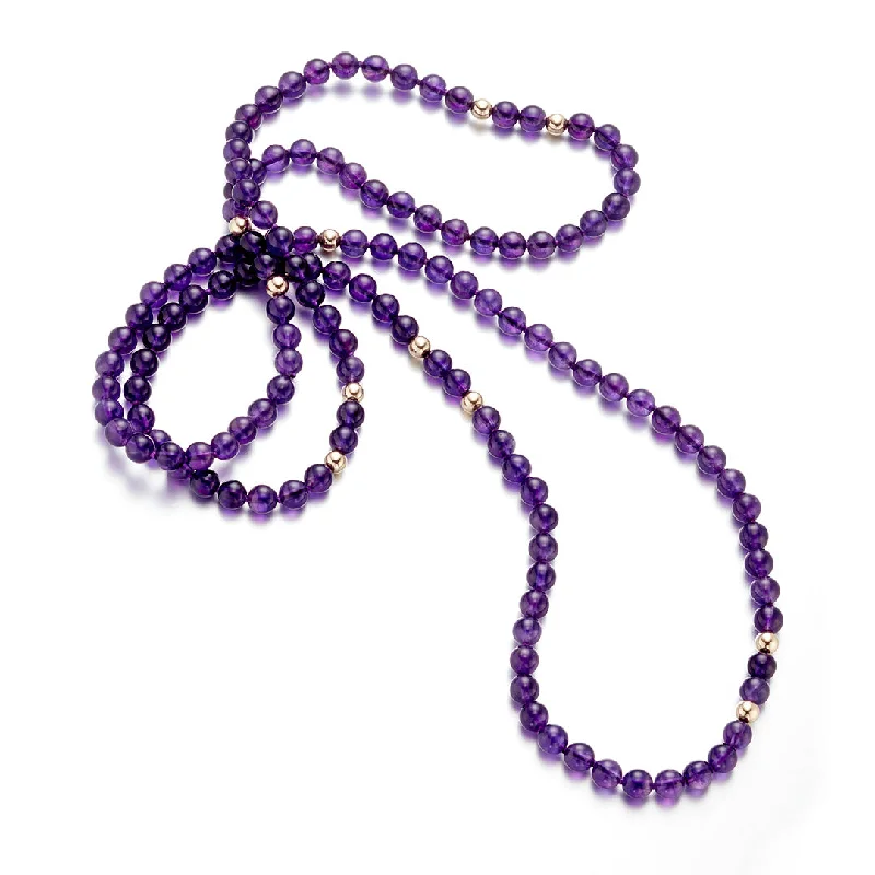 Amethyst & Gold Rope Necklace