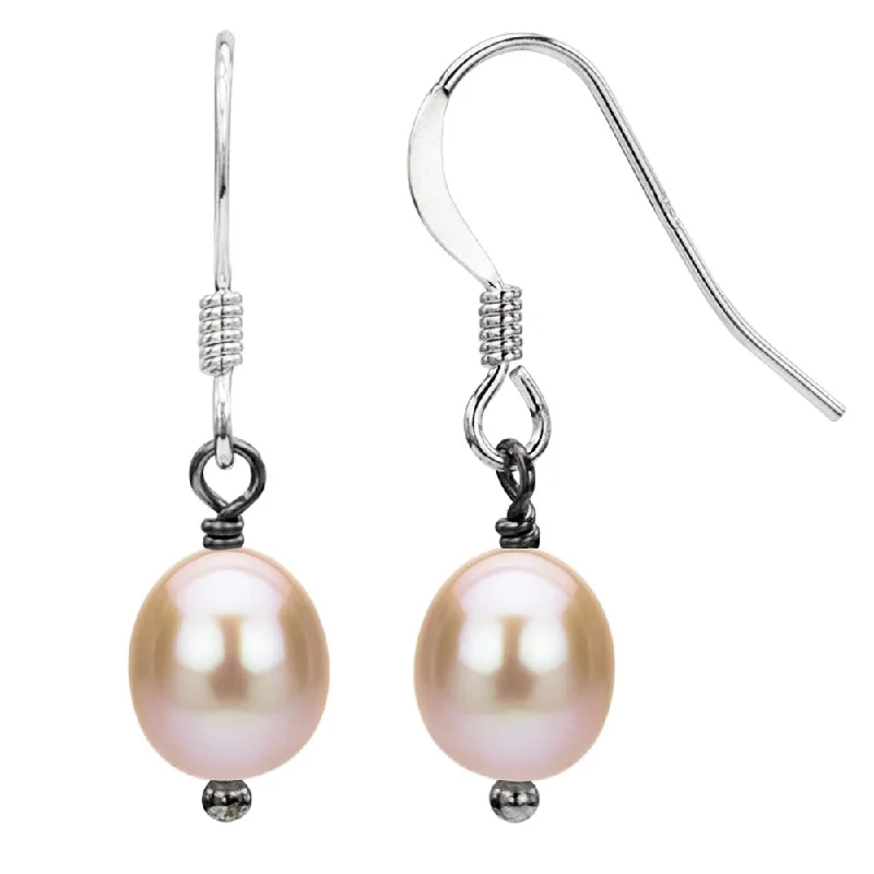 DaVonna Sterling Silver Pink Freshwater Pearl Dangle Earring