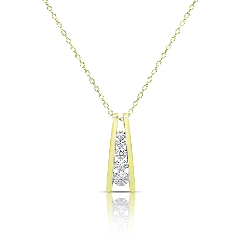 Finesque Gold Over Sterling Silver Diamond Accent Graduating Necklace