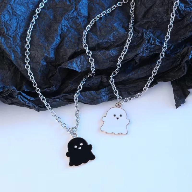 All Match Clavicle Chain Elegant Simple Dress Up Unique Ghost Pattern Pendant Necklace For Valentine Day - no