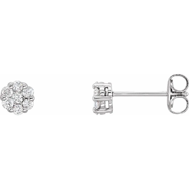 14k White Gold 1/4 CTW Diamond Cluster Earring for Women