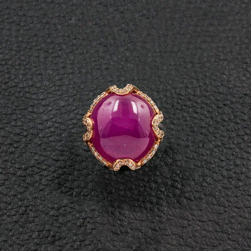 Cabochon Ruby & Diamond Ring