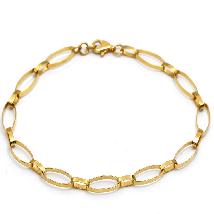 Real Gold Bigger Twisted Oval Link Chain Luxury Bracelet (19 CM) 2675 BR1714