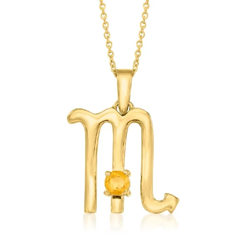 18KT Yellow Gold Over Sterling Silver, Scorpio Zodiac Sign Pendant Necklace