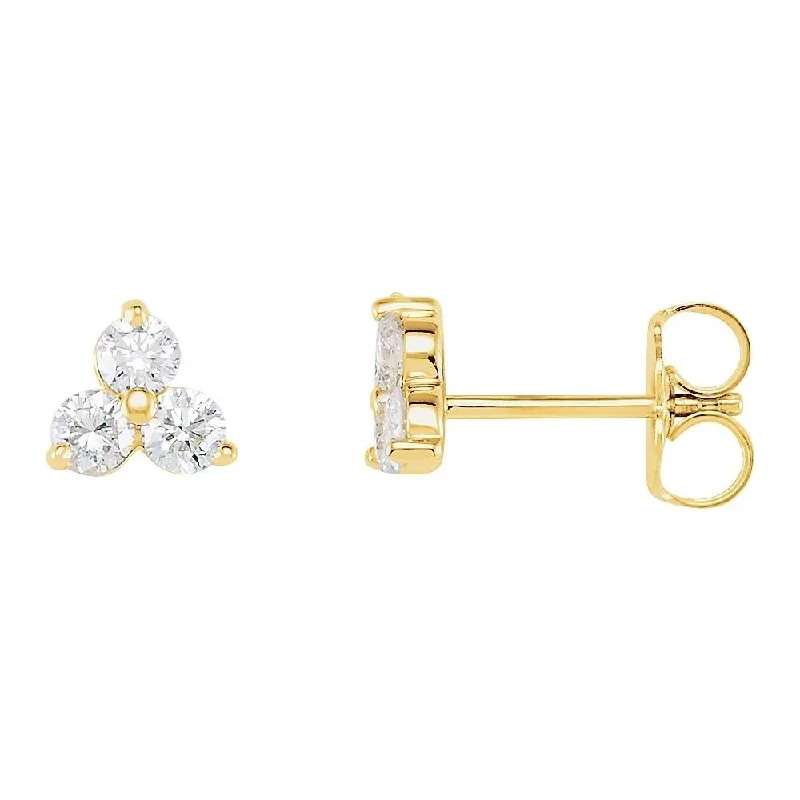 14k Yellow Gold 1/3 CTW Diamond Three-Stone Stud Earring for Women