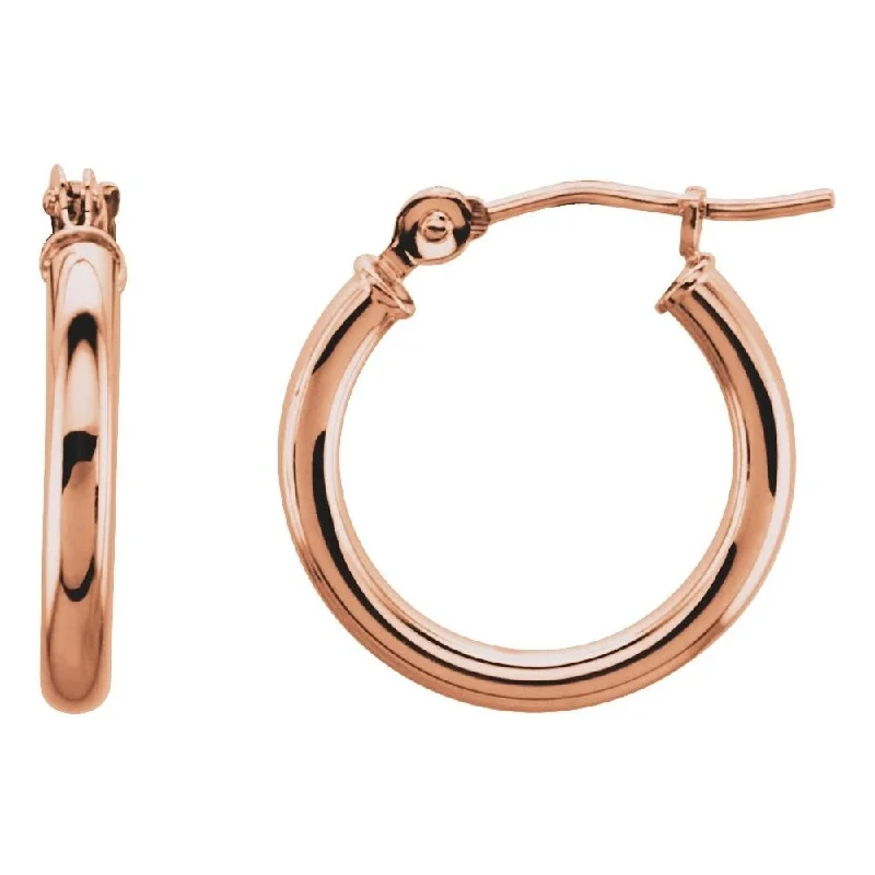 14k Rose Gold 15 mm Hoop Earring for Women