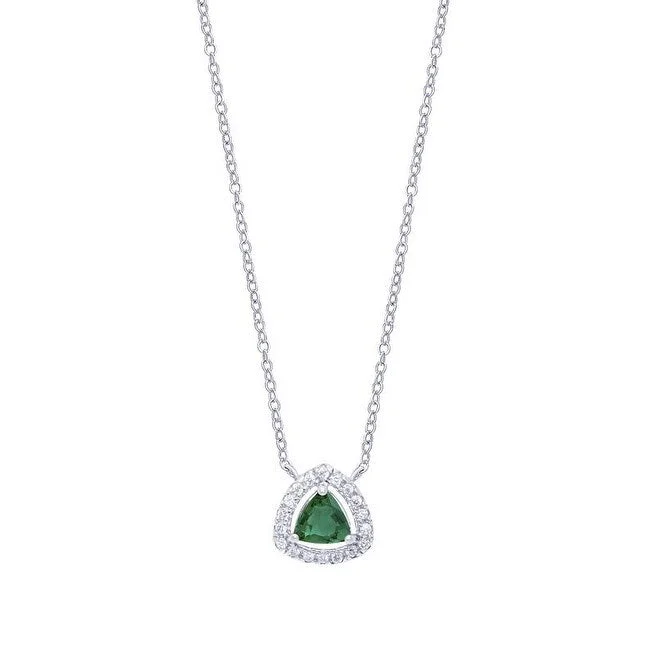 Victoria Townsend .925 Sterling Silver Green Quartz Trillion Shape Necklace