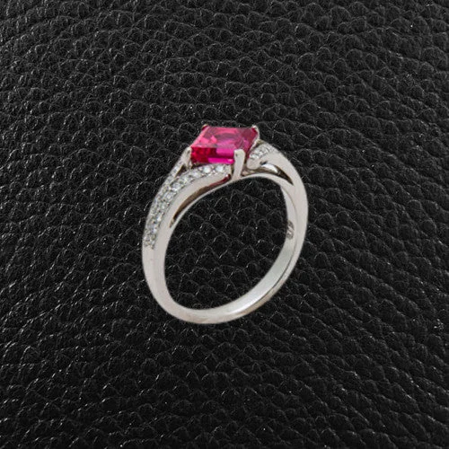 Red Spinel & Diamond Ring