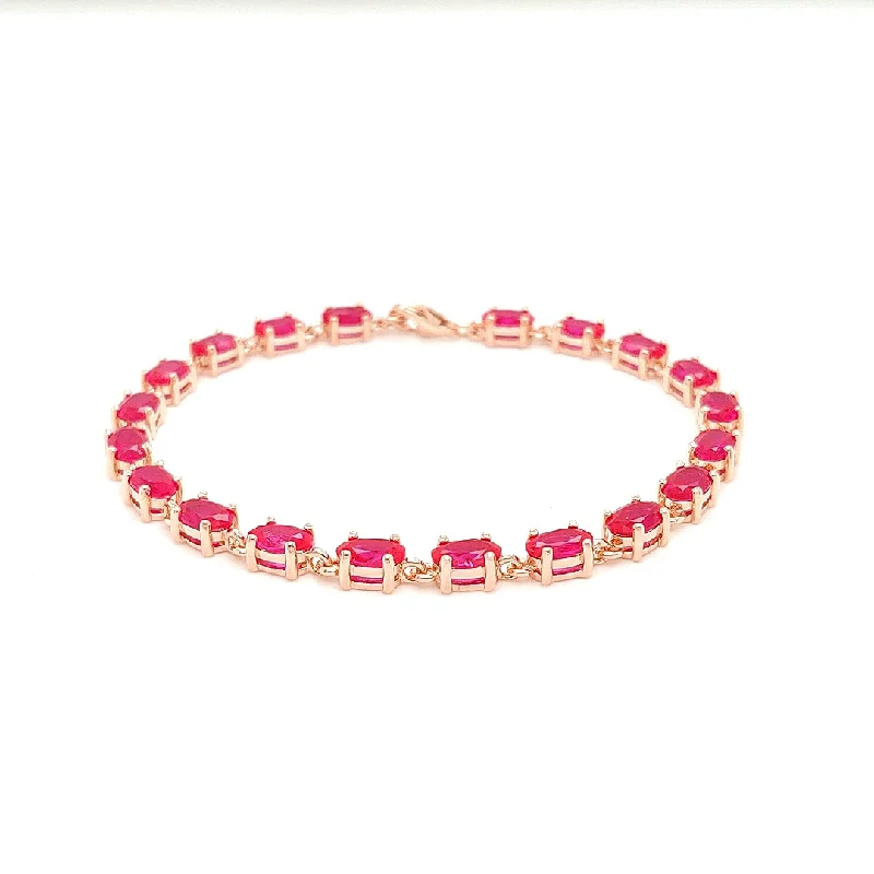 Ovale Rosa Tennis Bracelet RBOP-PG