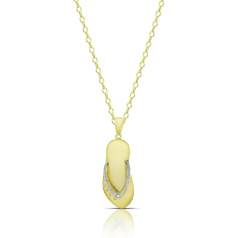 Finesque Gold Overlay Diamond Accent Flip Flop Necklace (I-J, I2-I3)