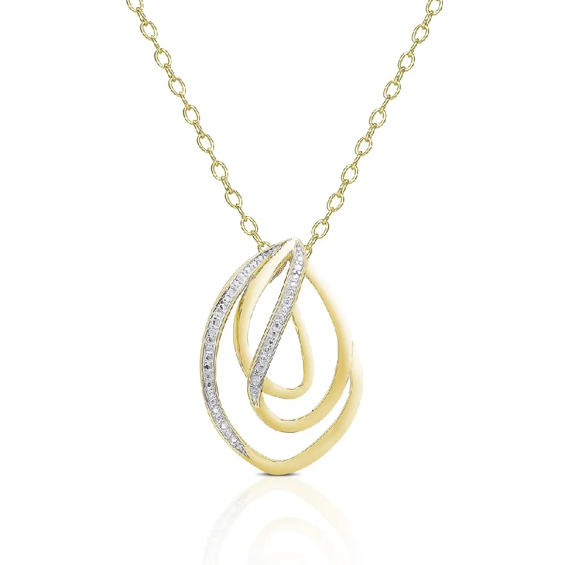 Finesque Gold over Sterling Silver Diamond Accent Twisted Design Necklace