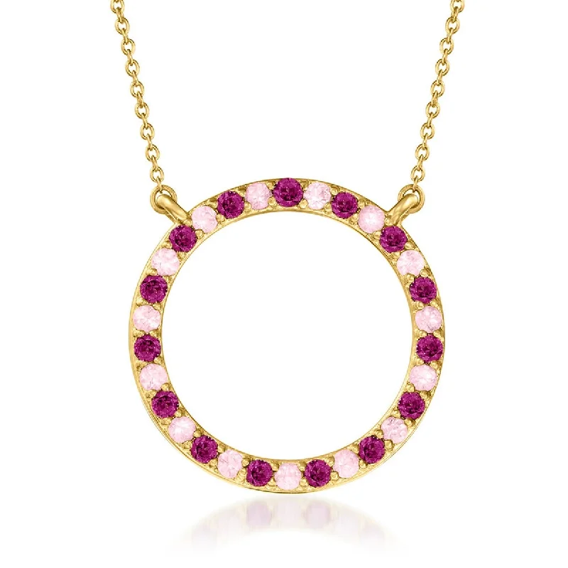 18k Yellow Gold Over Sterling Silver, Pink Sapphire Gemstone Necklaces