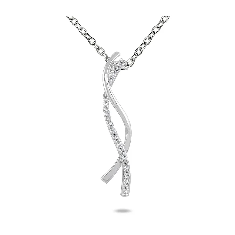 Marquee 10k White Gold 1/4ct TDW Diamond Twist Necklace (H-I, I1-I2)