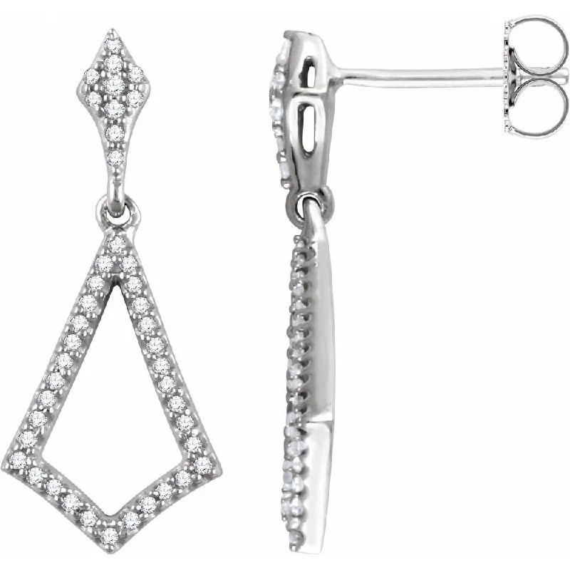 14k White Gold 1/4 CTW Diamond Dangle Earring for Women