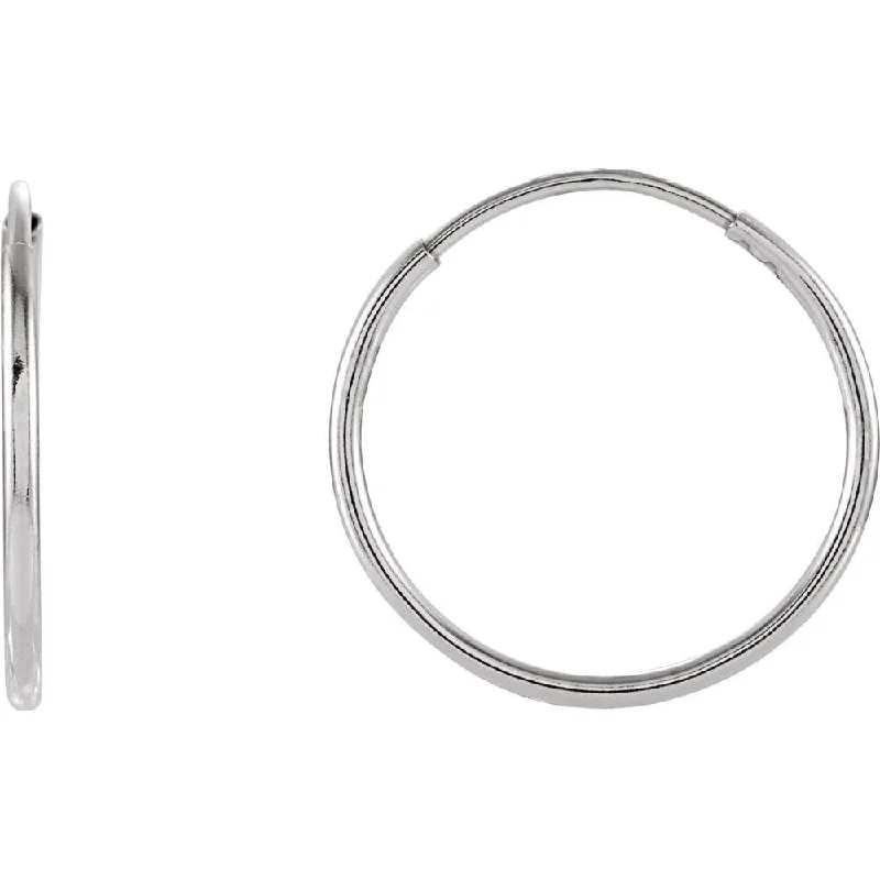 14k White Gold 15 mm Endless Hoop Earring for Women