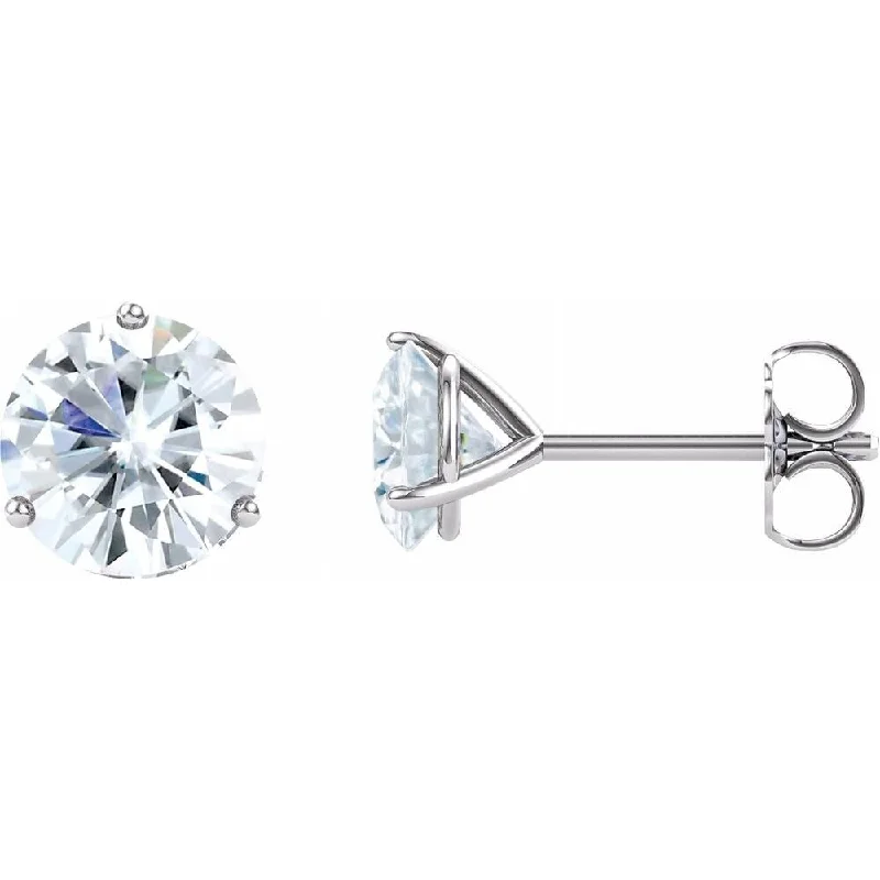 14k White Gold 6.5 mm Round Forever One Moissanite Stud Earring for Women