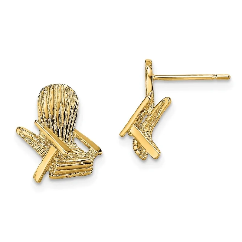 Diamond2Deal 14K Yellow Gold 2-D Beach Chair Stud Earring (L-12.15 mm, W-10.35 mm)