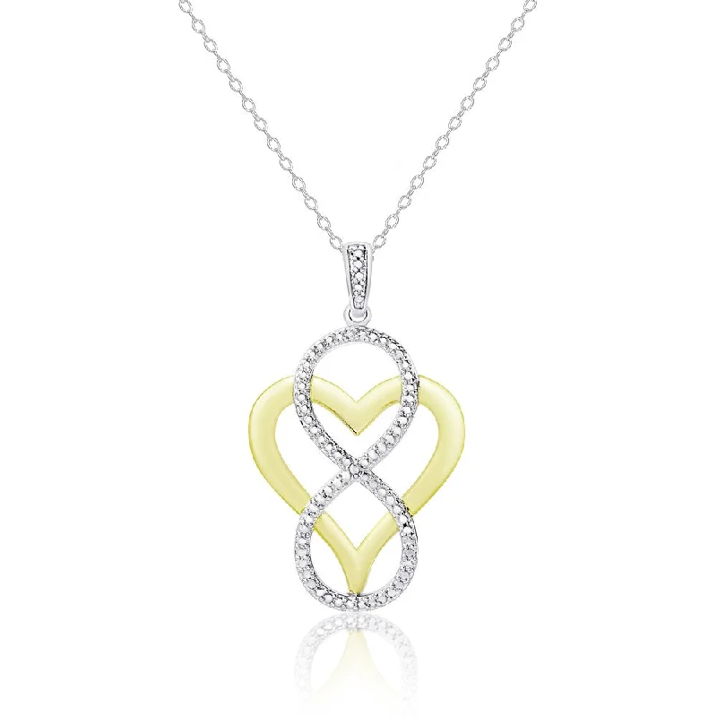 Finesque Gold Overlay Diamond Accent Heart and Infinity Design Necklace