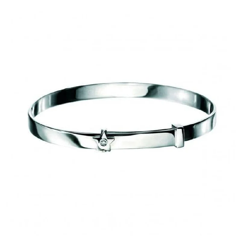 Silver Diamond Set Star Baby Bangle