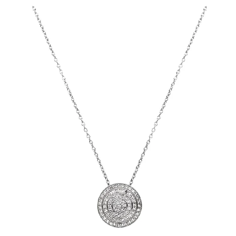 Silver Engaging Circle White Topaz Pendant & Chain