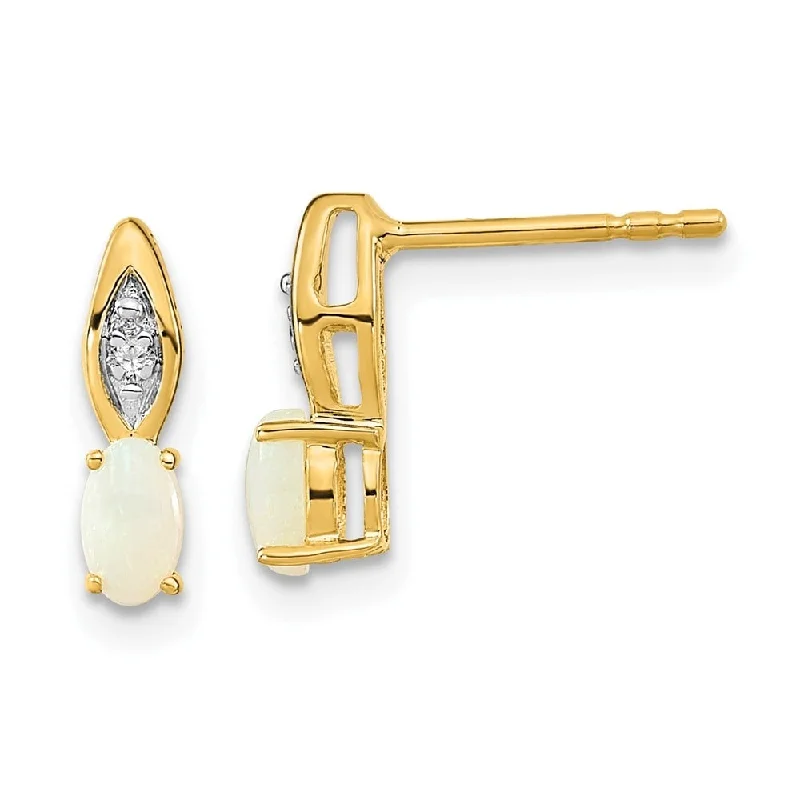 14k Yellow Gold Gemstone Diamond Earring (L-12 mm, W-3 mm)