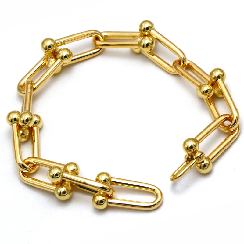 Real Gold GZTF Chunky Heavy Bold Big Hardware Bracelet with Real TF Lock (20 cm) 0295-1BL- A BR1656