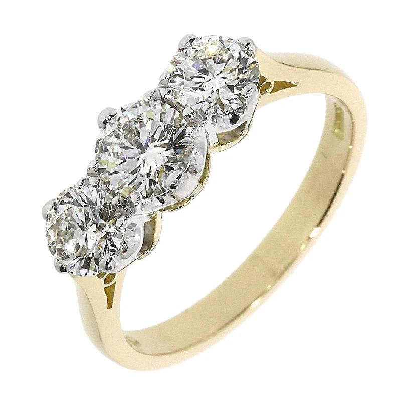 18ct yellow gold round brilliant cut Diamond claw set three-stone ring