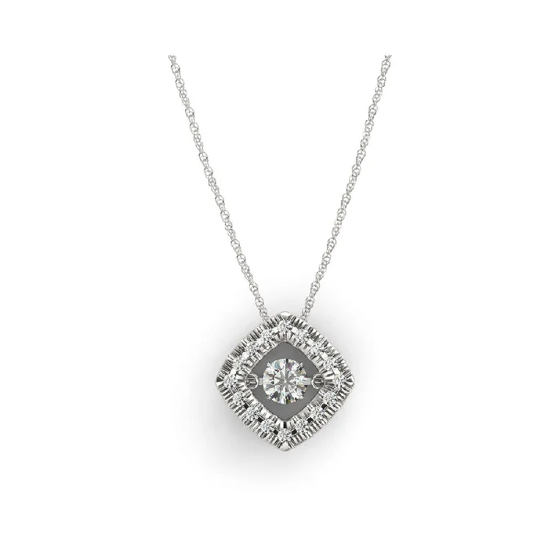 De Couer 10k White Gold 1/4ct TDW Diamond Heart Beat Necklace - White H-I - White H-I