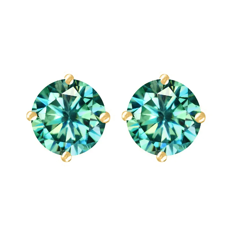 Gold Over Sterling Silver with Green Moissanite Stud Earring