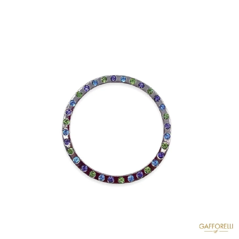 Metal Ring with Multicolor Rhinestones 5102 - Gafforelli Srl