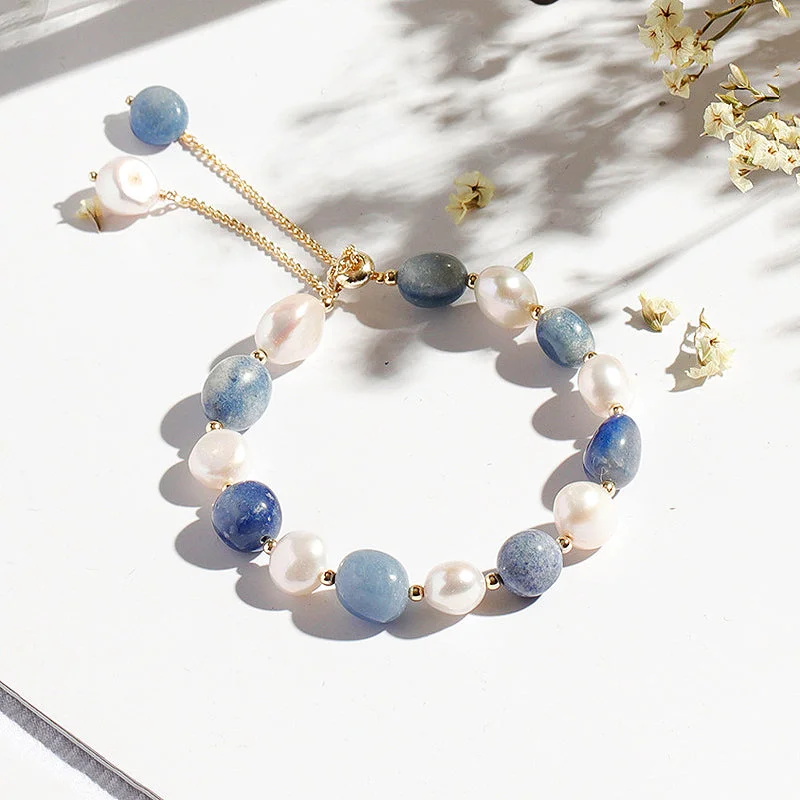 C108 - Blue Aventurine stones & Pearls