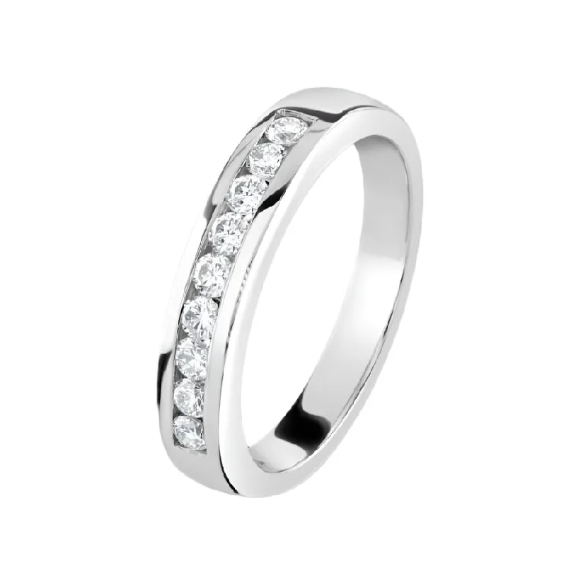 0.30ct 9-Round Brilliant Cut Channel Set Half Eternity Platinum Band