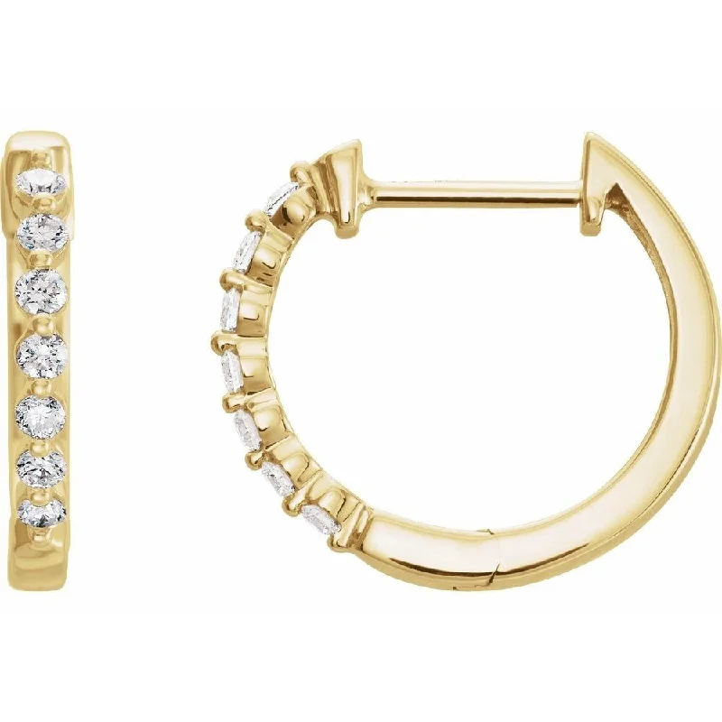 14k Yellow Gold 1/3 CTW Diamond 15.25 mm Hoop Earring for Women