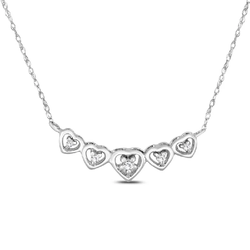 Marquee Diamond Heart Link Necklace in 10K White Gold