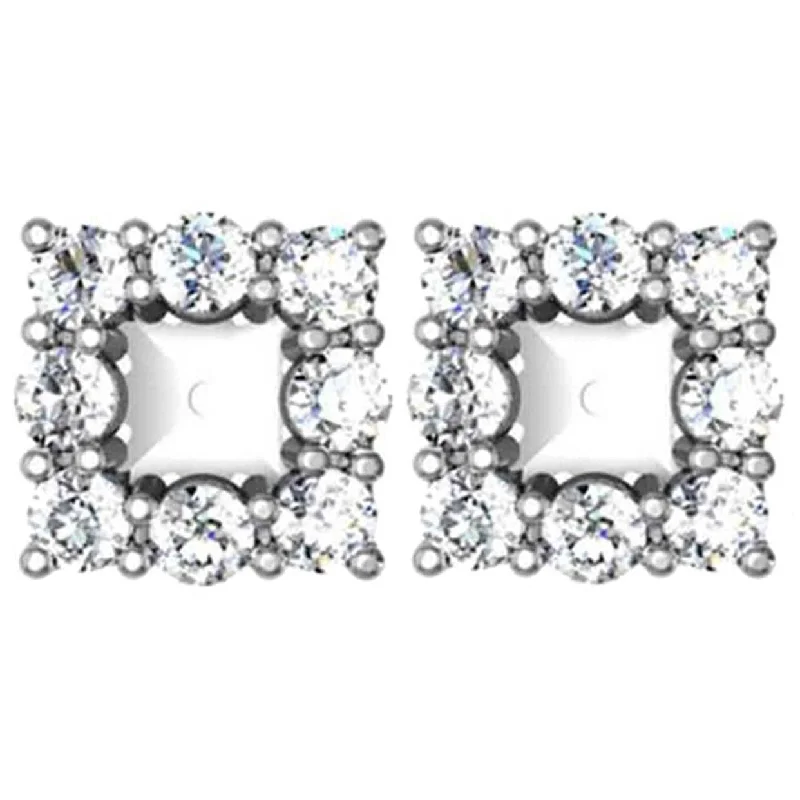 7/8ct Diamond Earring Princess Cut Studs Jackets (2.5-3.5mm)