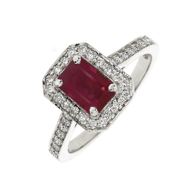 18ct White Gold Ruby & Diamond Cluster Ring