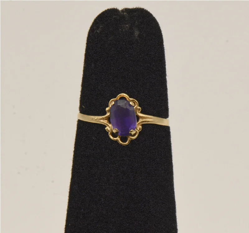 Vintage 14K Gold Synthetic Color Change Sapphire Child's Ring - Size 2.25