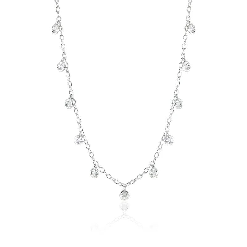 White Topaz Dewdrops Necklace