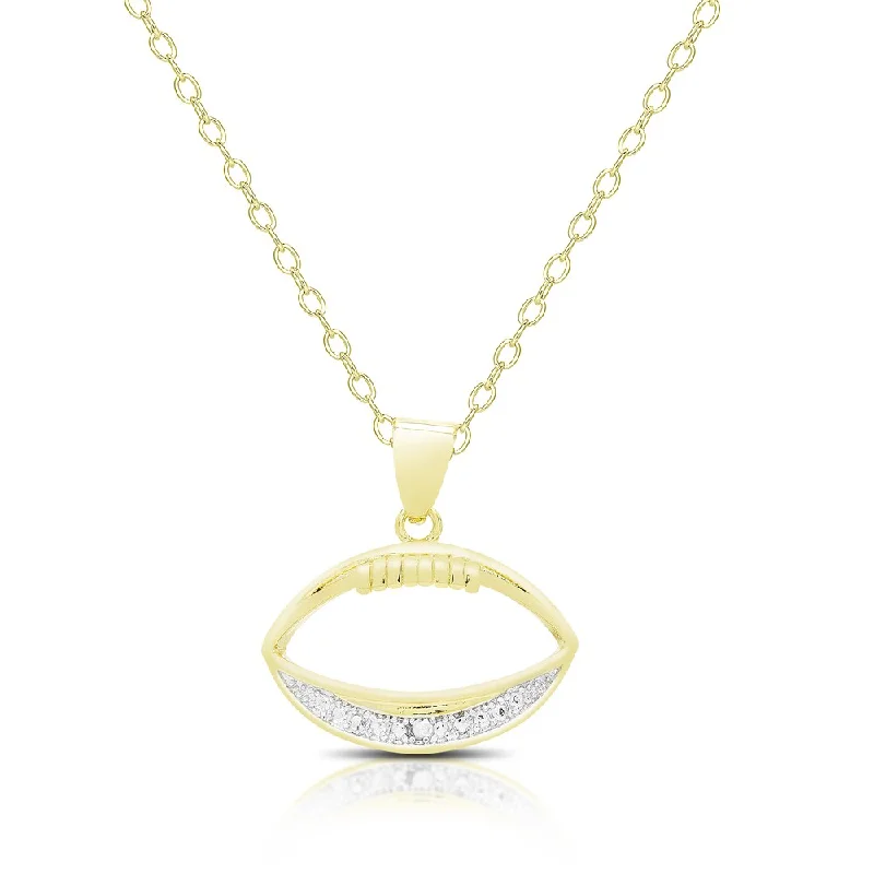 Finesque Gold Overlay Diamond Accent Football Necklace - White