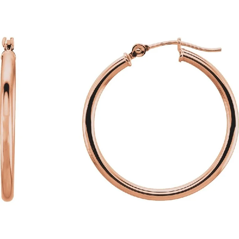 14k Rose Gold 25 mm Hoop Earring for Women