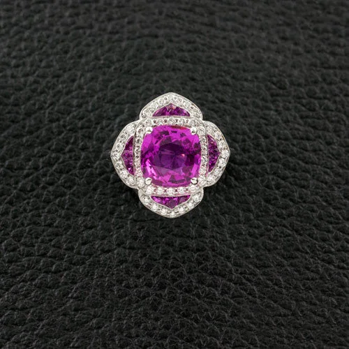 Pink Sapphire & Diamond Ring