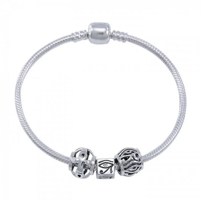 Eye of Horus Sterling Silver Bead Bracelet TBL359