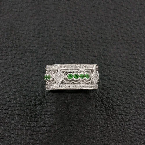 Diamond & Green Garnet Ring