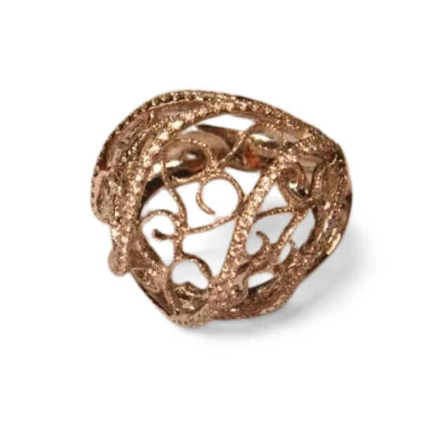 Fabulous 18K White Gold Diamond Filigree Scroll Band Ring