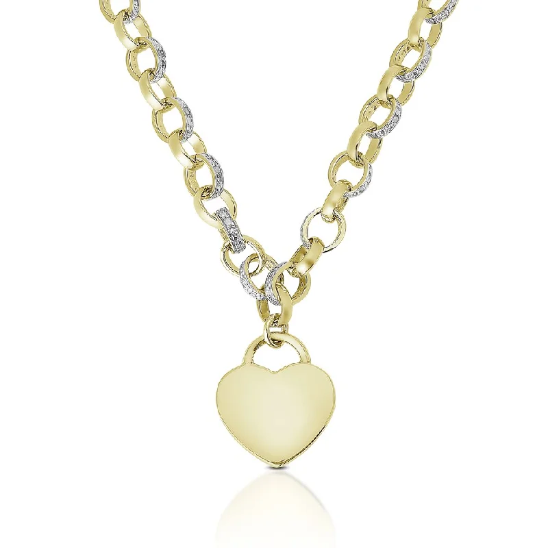 Finesque Gold or Silver Overlay 1/10ct TDW Diamond Heart Necklace