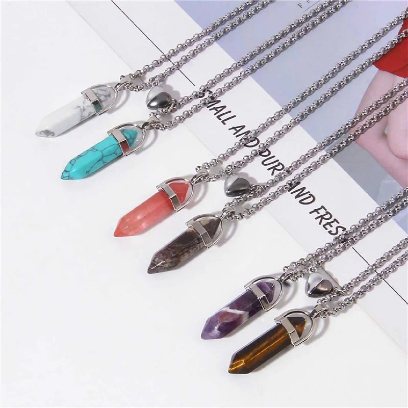 1 Pair Women Necklace Geometric Shape Magnetic Creative Meaningful Couple Pendant For Couple - no