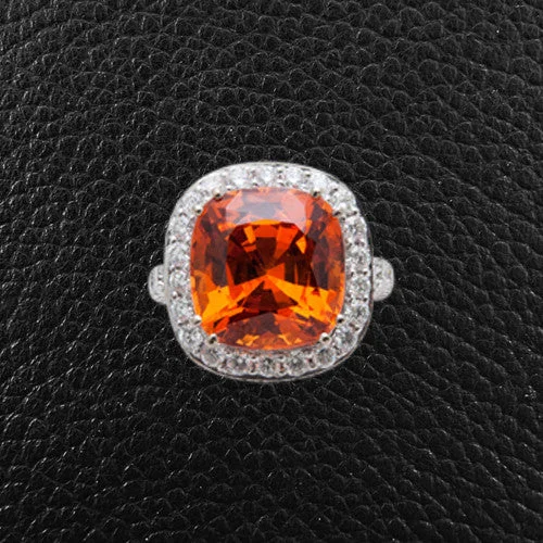 Spessartite Garnet and Diamond Ring